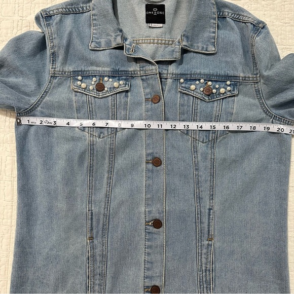 ONE 5 ONE Pearl Embellished Denim Jacket - Picture 11 of 12
